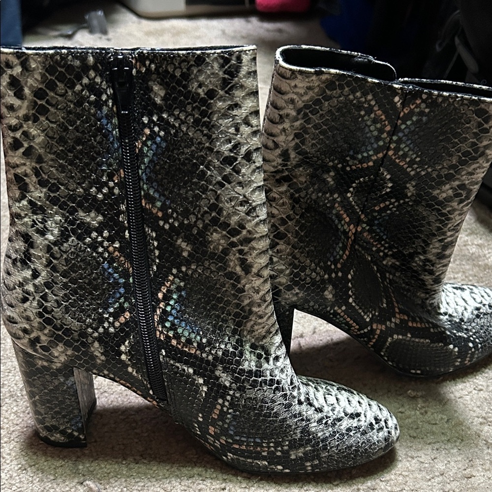 Chinese Laundry Black Snakeskin Ankle Boots